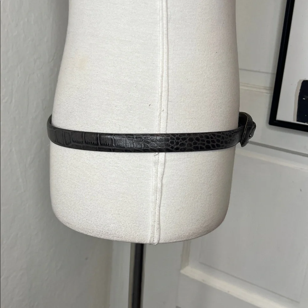 Talbots Gray & Black Leather Croc Embossed Belt Size M